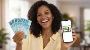 Família brasileira em centro social conhecendo novas regras do Bolsa Família