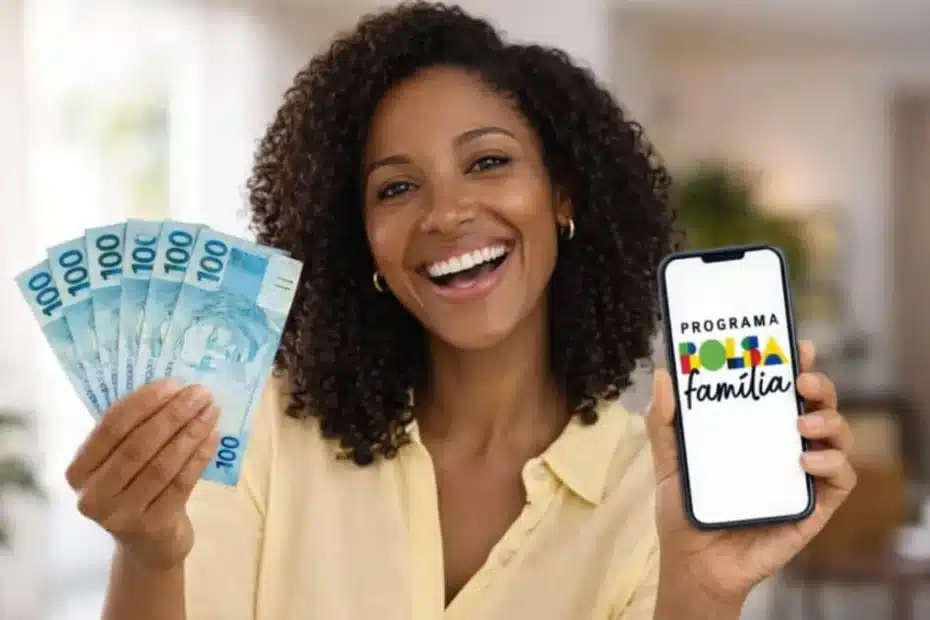 Família brasileira em centro social conhecendo novas regras do Bolsa Família