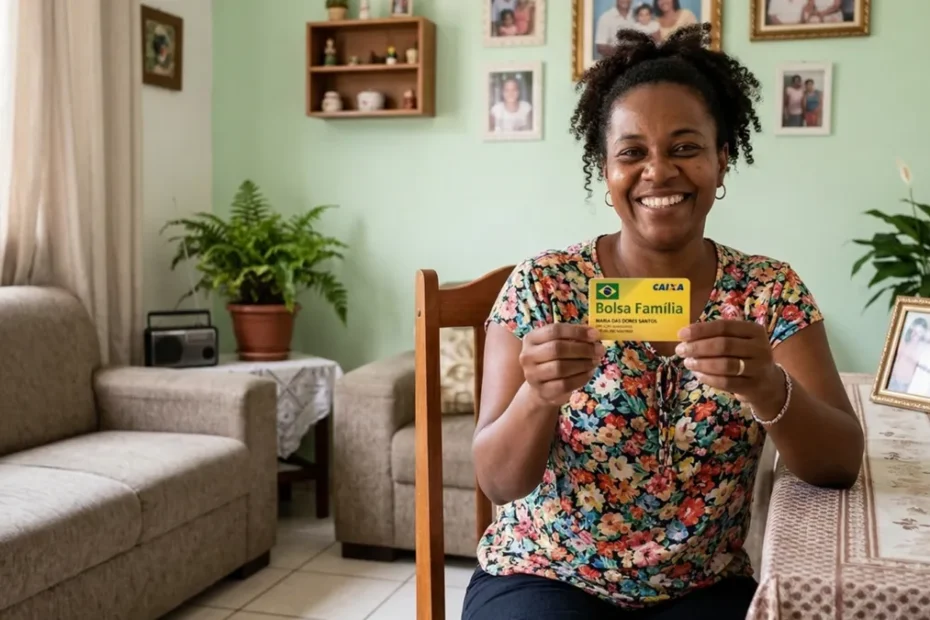 Mulher analisa papéis sobre benefícios sociais