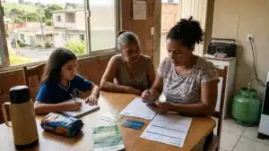 Mulher atualizando Cadastro Único para garantir benefícios sociais