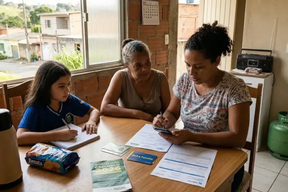 Mulher atualizando Cadastro Único para garantir benefícios sociais
