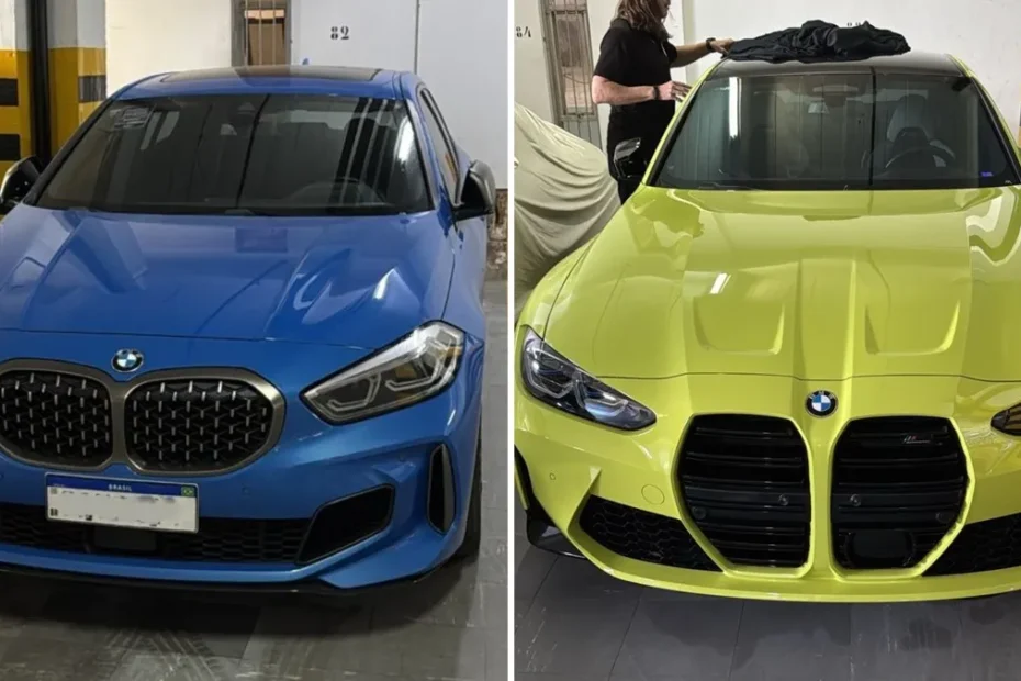 Carros de luxo apreendidos em operação contra fraudes no INSS aguardam leilão.