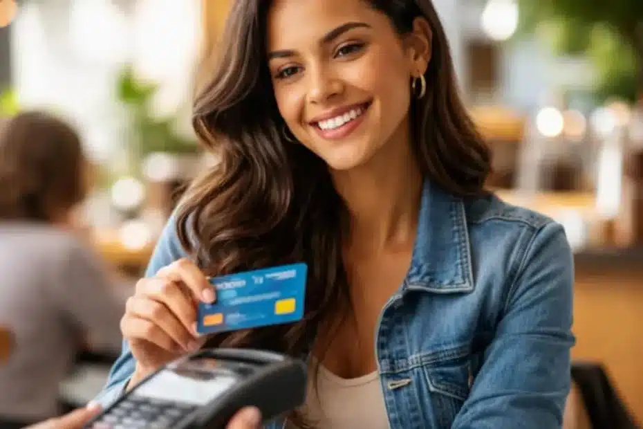 Pessoa organizando faturas de cartão de crédito para evitar dívidas.