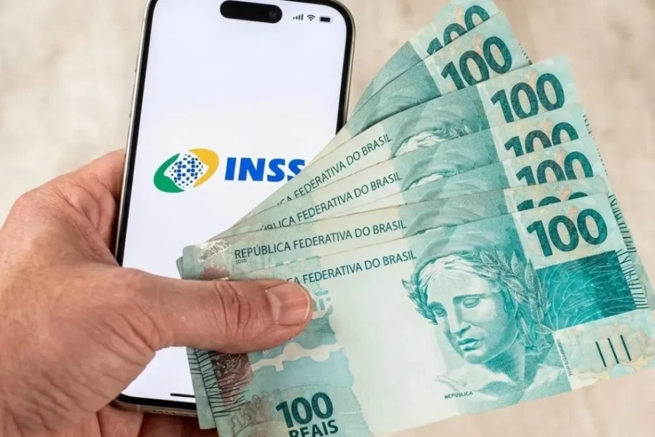 Casal de idosos feliz ao ver o 13º salário do INSS antecipado.