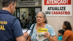 Família preocupada consultando celular sobre benefícios sociais