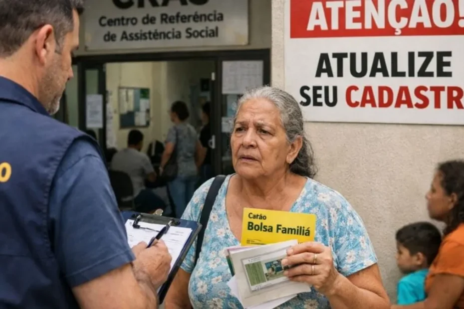 Família preocupada consultando celular sobre benefícios sociais