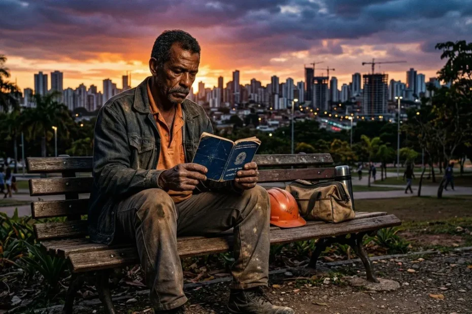 Pessoas aguardando em fila na frente de uma agência do INSS com semblante de preocupação.