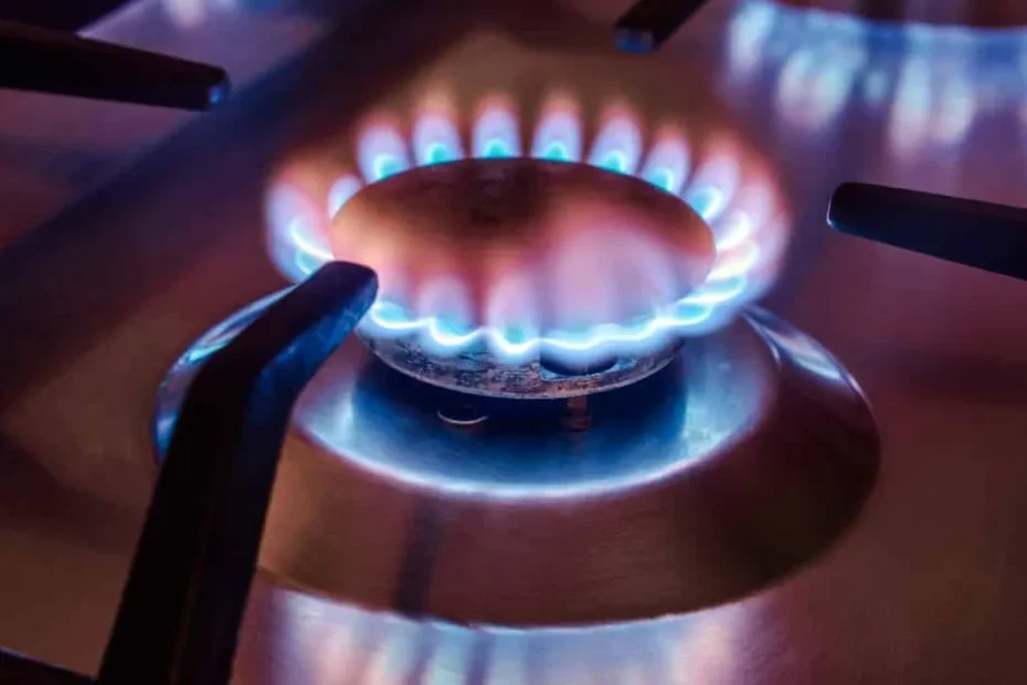 Família brasileira em cozinha simples com botijão de gás, representando o alívio com o Gás do Povo.