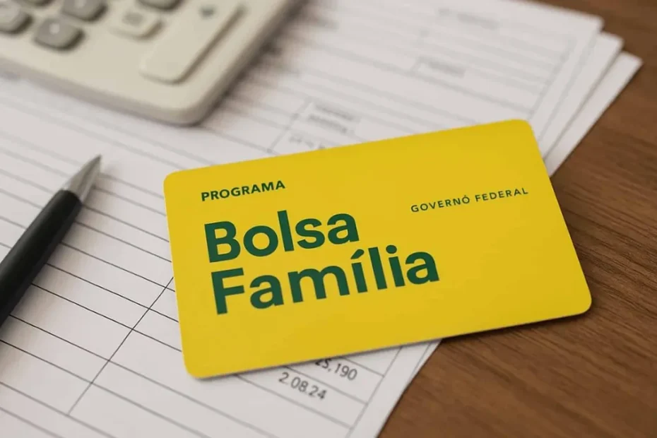 Mãos segurando celular com tela de calendário de pagamentos do Bolsa Família