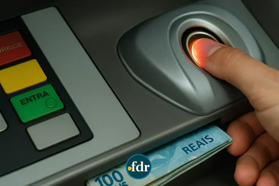 Beneficiário do Bolsa Família realiza biometria obrigatória em posto de atendimento.