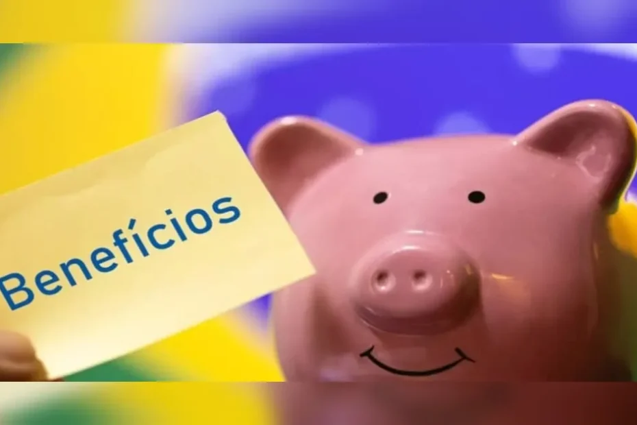 Mãos recebendo pagamentos de benefícios sociais e previdenciários em maio.