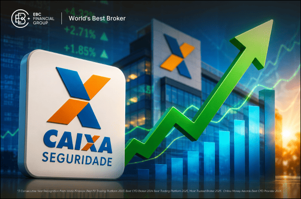 Gráfico de ações da Caixa Seguridade em alta