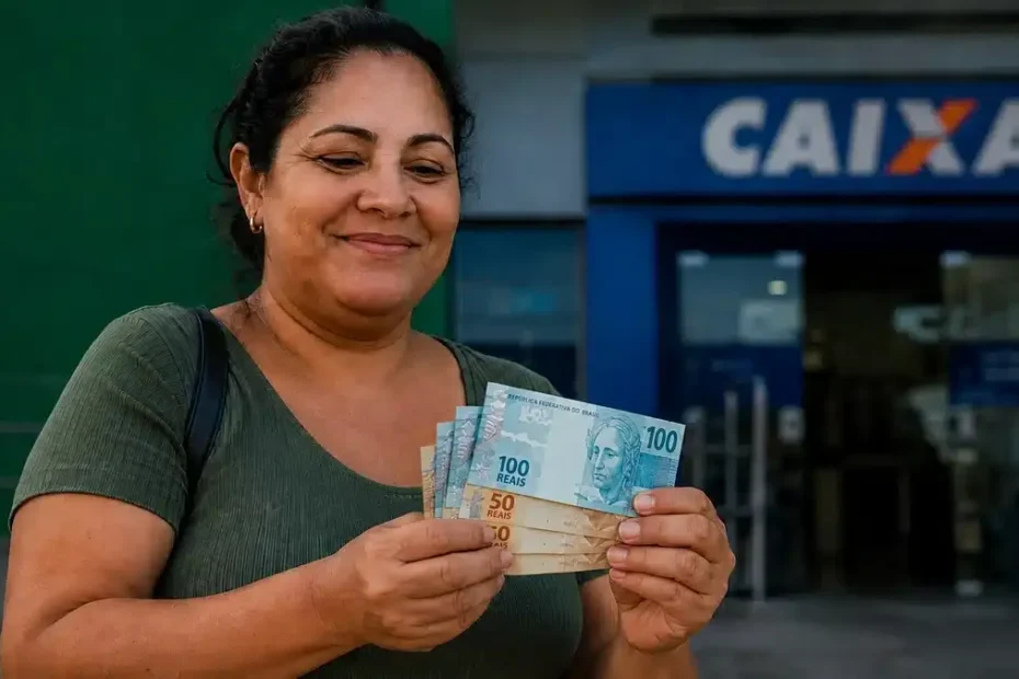 Cartão do Bolsa Família sobre uma mesa com fundo desfocado.