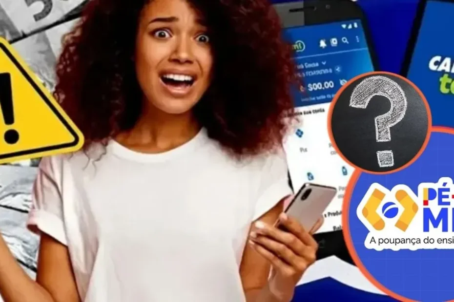 Estudante verifica saldo do Pé-de-Meia no aplicativo Caixa Tem em seu celular