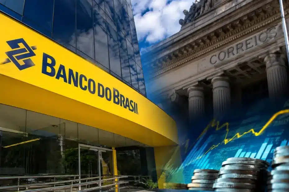 Gráfico de ações do Banco do Brasil em um monitor