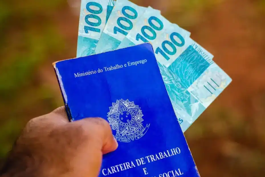 Trabalhador avaliando opções de empréstimo consignado usando o FGTS como garantia no celular.