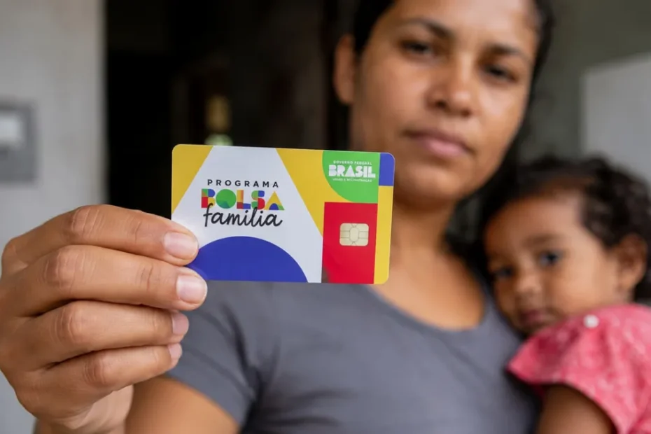 Pessoa preocupada consultando informações do Bolsa Família ou CadÚnico no celular.
