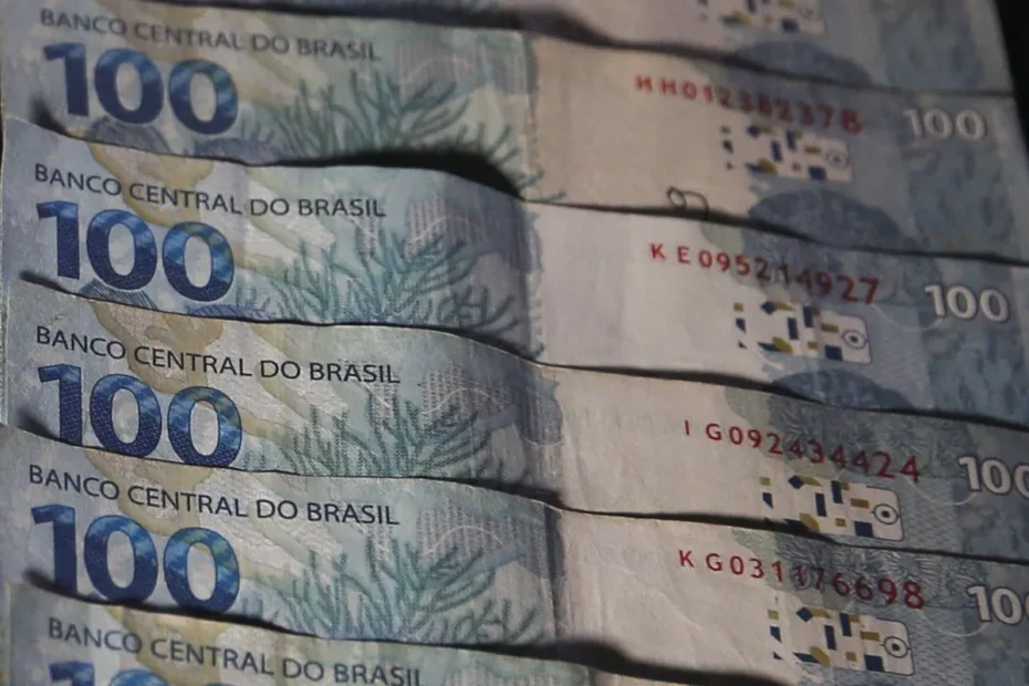 Gráfico financeiro com linha crescente e elementos que simbolizam o governo, representando o lucro recorde das estatais federais.