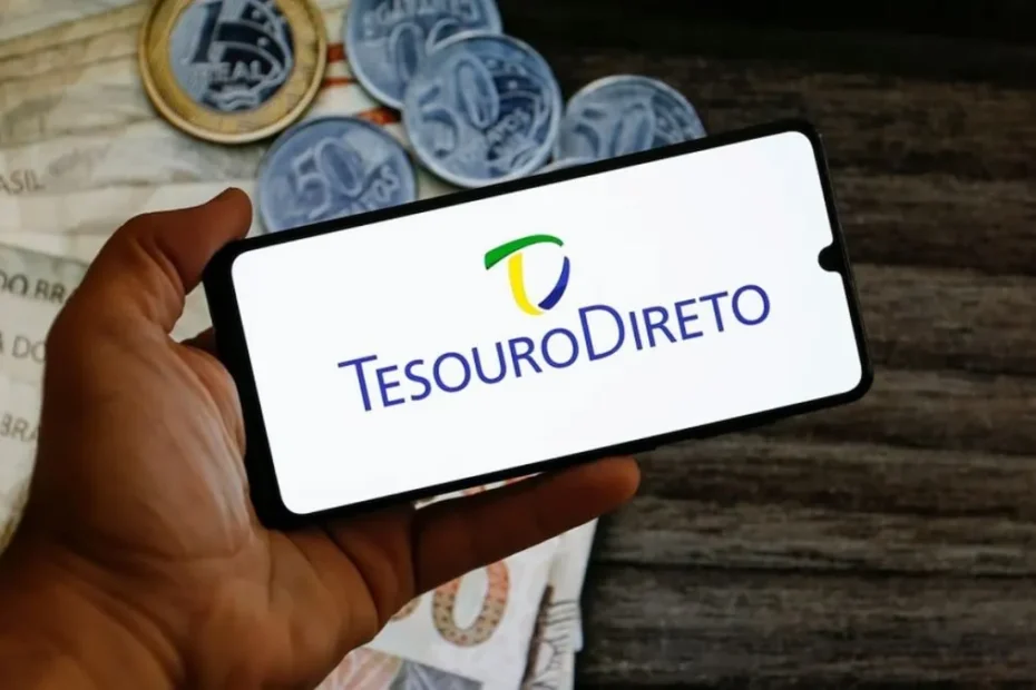 Pessoa analisando gráficos de investimento em um tablet, com foco em rendimentos do Tesouro Direto