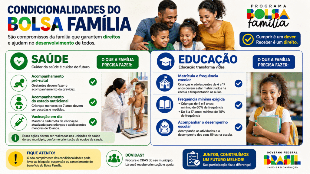 condicionalidades do Bolsa Família" — saúde e educação